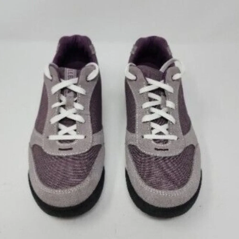L.L‎ Bean Womens 296445 Lace Up Round Toe Gray Purple Sneakers Shoes Size US 8M.
